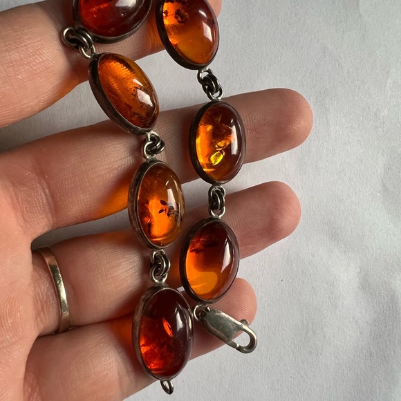 Vintage Sterling silver and amber bracelet